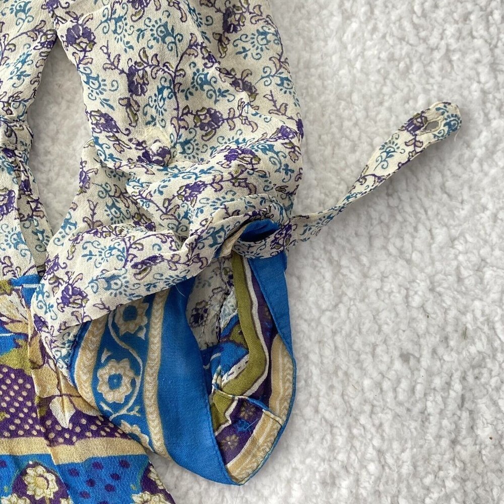 Lucky Brand Blouse Womens L Blue Purple Peasant Y2K Fairy Boho Festival‎ Artsy - Picture 6 of 16